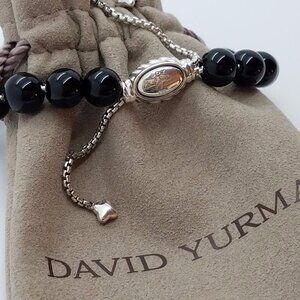 David Yurman Sterling Silver and Black Onyx Beads Adjustable Bracelet